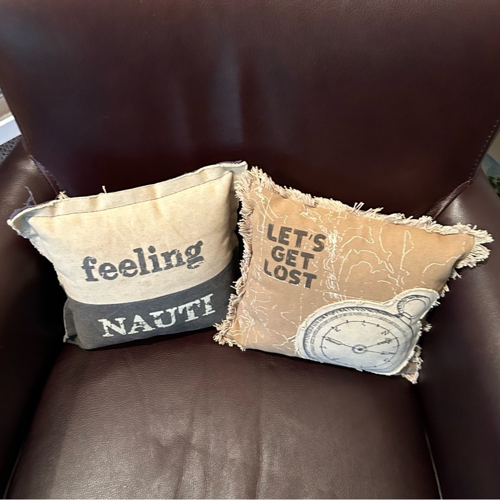 Primitives by Kathy Nautical and Adventure Accent Pillows - Cream and Brown